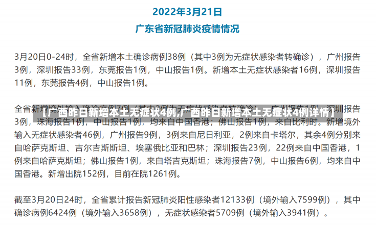 【广西昨日新增本土无症状4例,广西昨日新增本土无症状4例详情】-第1张图片-建明新闻