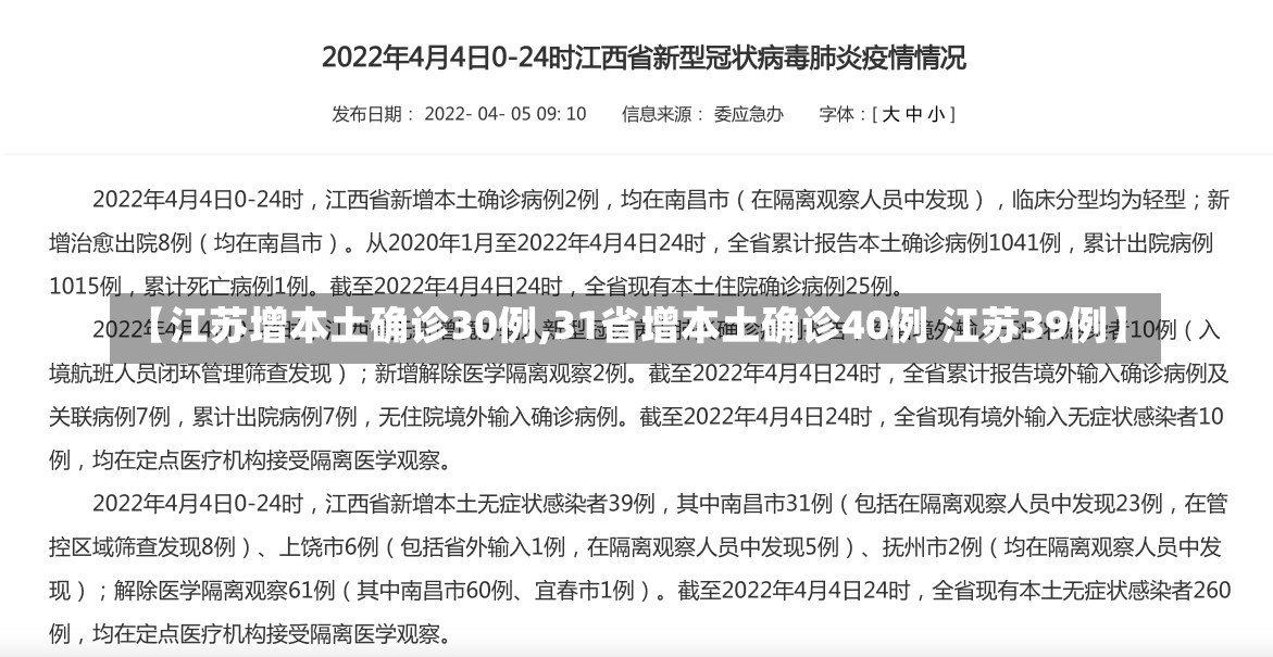 【江苏增本土确诊30例,31省增本土确诊40例 江苏39例】-第1张图片-建明新闻