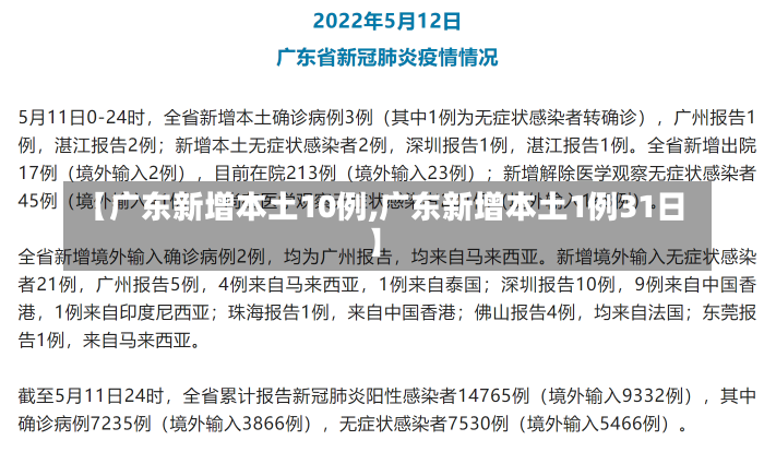 【广东新增本土10例,广东新增本土1例31日】-第1张图片-建明新闻