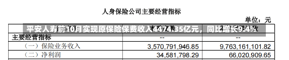 平安人寿前10月实现原保险保费收入4474.35亿元，同比增长9.4%-第1张图片-建明新闻