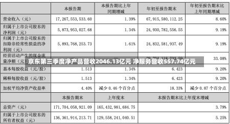 京东第三季度净产品营收2046.13亿元 净服务营收557.74亿元-第1张图片-建明新闻