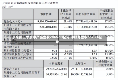 京东第三季度净产品营收2046.13亿元 净服务营收557.74亿元-第2张图片-建明新闻