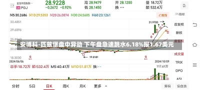 安博科-匹兹堡盘中异动 下午盘急速跳水6.18%报1.67美元-第1张图片-建明新闻