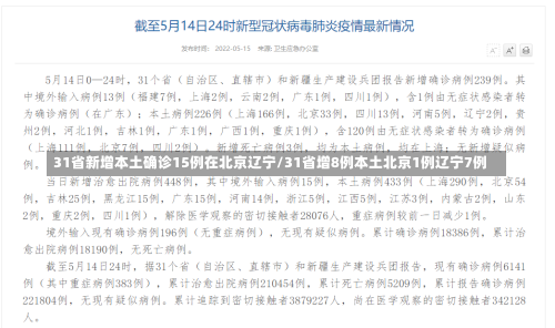 31省新增本土确诊15例在北京辽宁/31省增8例本土北京1例辽宁7例-第2张图片-建明新闻