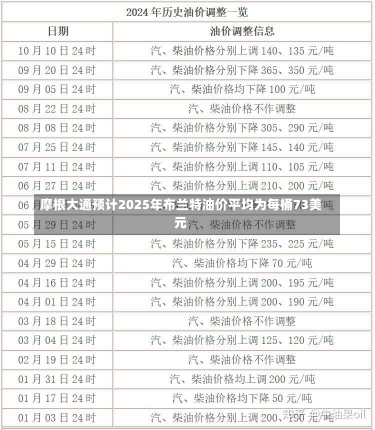 摩根大通预计2025年布兰特油价平均为每桶73美元-第2张图片-建明新闻