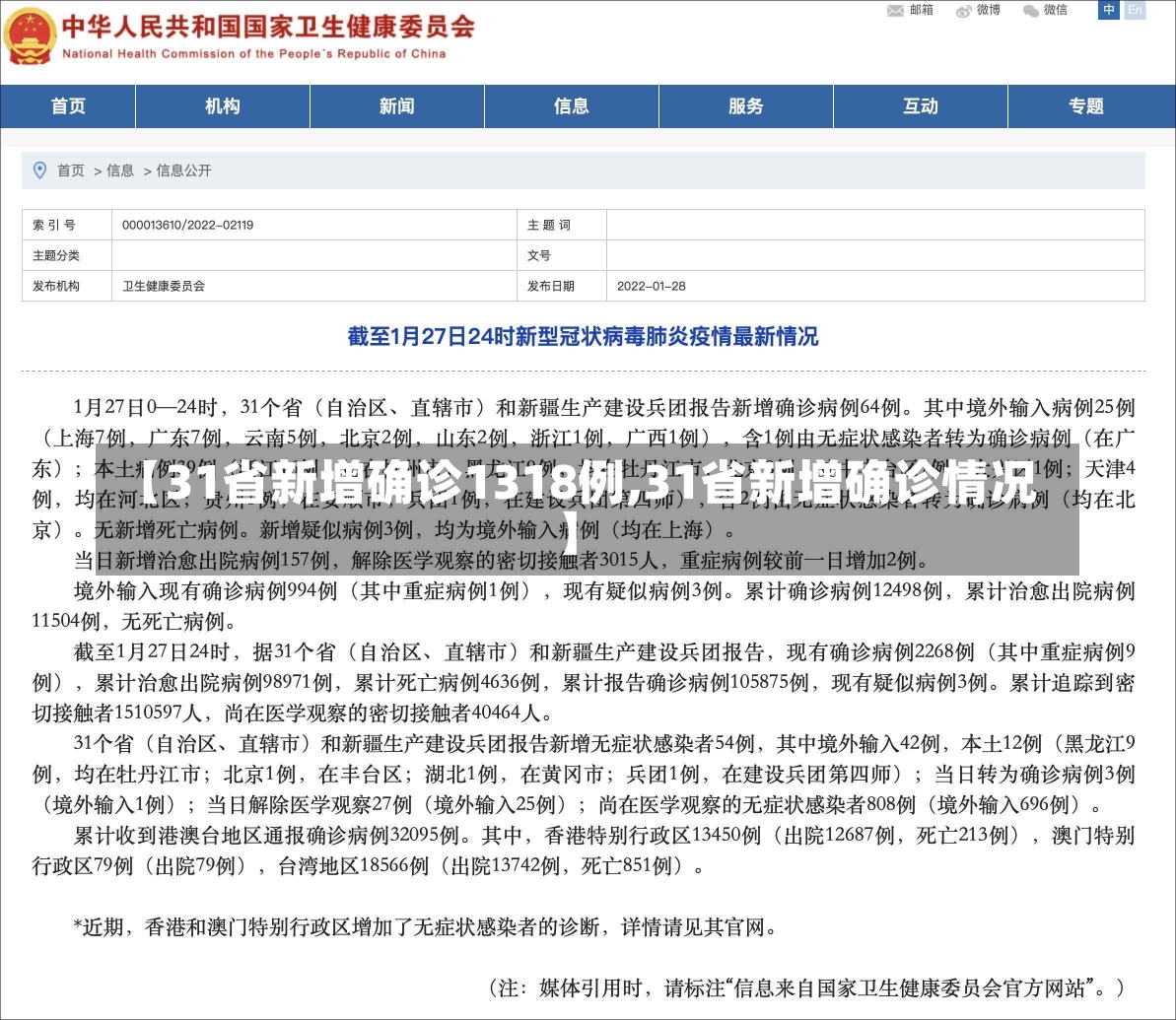 【31省新增确诊1318例,31省新增确诊情况】-第1张图片-建明新闻