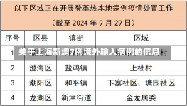 关于上海新增7例境外输入病例的信息-第2张图片-建明新闻