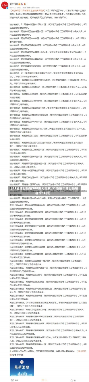 【31省昨日新增900例无症状,31省区市昨日新增确诊54例】-第1张图片-建明新闻