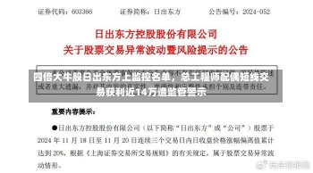 四倍大牛股日出东方上监控名单，总工程师配偶短线交易获利近14万遭监管警示-第1张图片-建明新闻