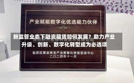 新监管业态下融资租赁如何发展？助力产业升级、创新、数字化转型成为必选项-第2张图片-建明新闻