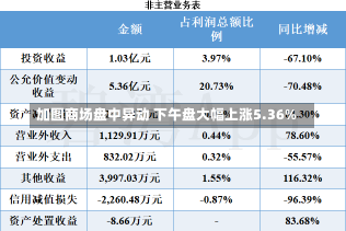 加图商场盘中异动 下午盘大幅上涨5.36%-第1张图片-建明新闻