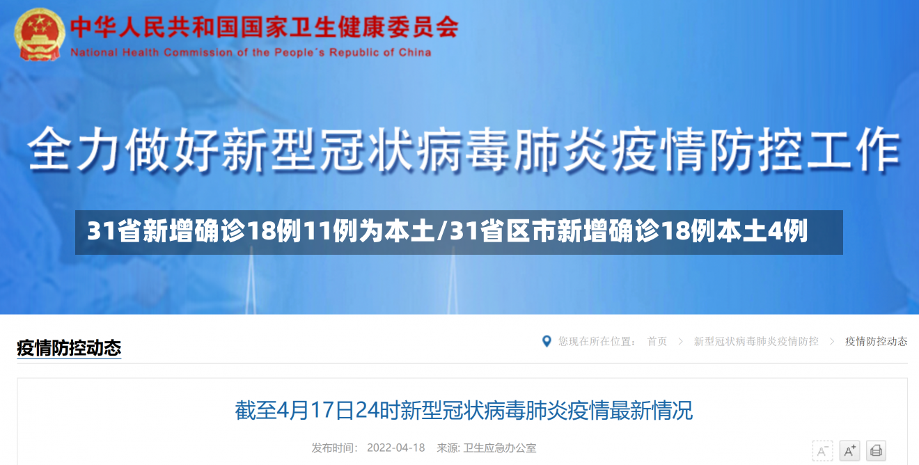 31省新增确诊18例11例为本土/31省区市新增确诊18例本土4例-第1张图片-建明新闻