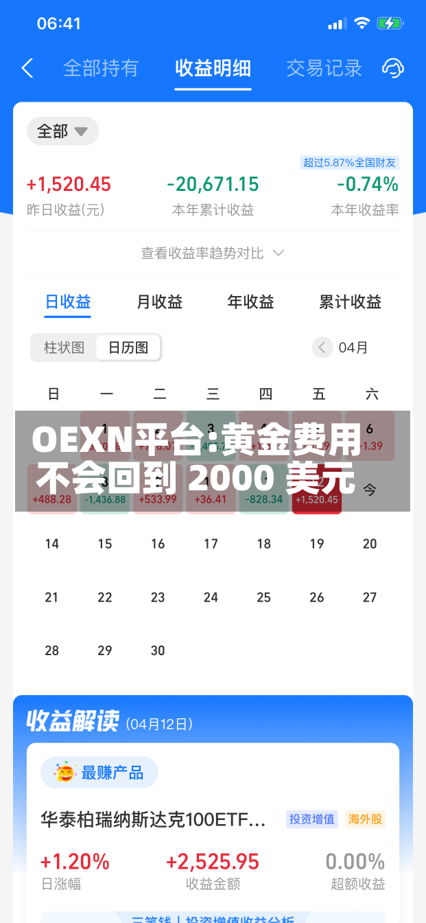 OEXN平台:黄金费用
不会回到 2000 美元-第3张图片-建明新闻