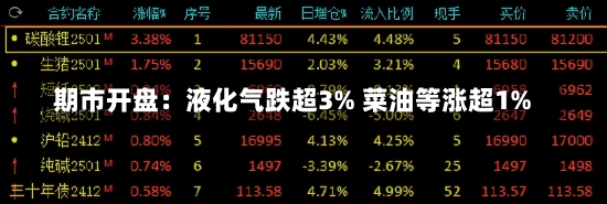 期市开盘：液化气跌超3% 菜油等涨超1%-第2张图片-建明新闻