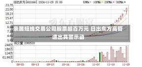 亲属短线交易公司股票超百万元 日出东方高管遭出具警示函-第1张图片-建明新闻