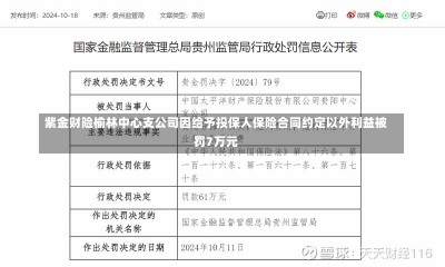 紫金财险榆林中心支公司因给予投保人保险合同约定以外利益被罚7万元-第1张图片-建明新闻