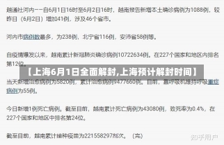 【上海6月1日全面解封,上海预计解封时间】-第1张图片-建明新闻