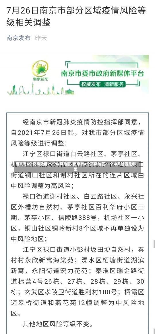 南京有4个高风险区25个中风险区/南京有4个高风险区25个中风险区是哪里-第1张图片-建明新闻