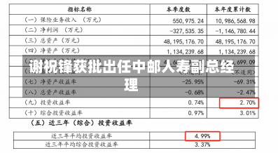 谢祝锋获批出任中邮人寿副总经理-第2张图片-建明新闻