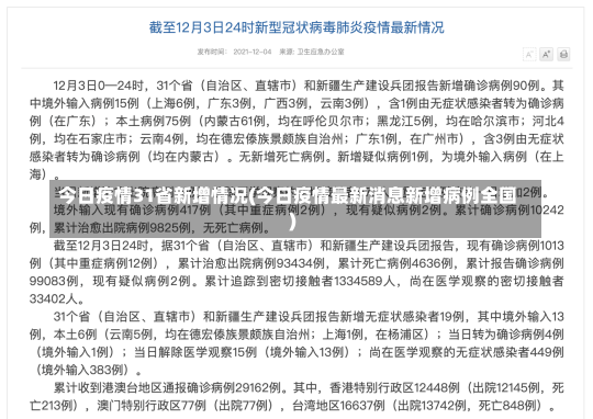 今日疫情31省新增情况(今日疫情最新消息新增病例全国)-第2张图片-建明新闻