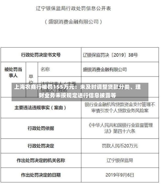 上海农商行被罚155万元：未及时调整贷款分类、理财业务未按规定进行信息披露等-第2张图片-建明新闻