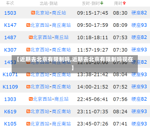 【近期去北京有限制吗,近期去北京有限制吗现在】-第1张图片-建明新闻