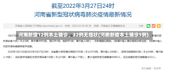 河南新增12例本土确诊、32例无症状(河南新增本土确诊5例)-第1张图片-建明新闻