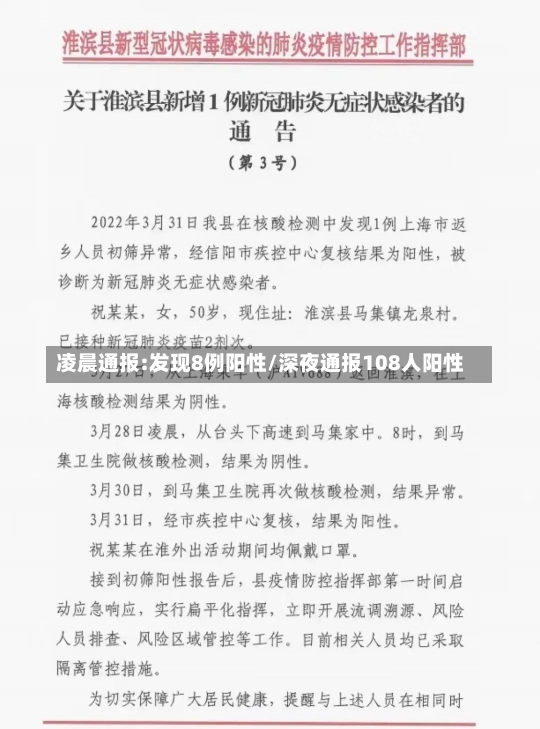 凌晨通报:发现8例阳性/深夜通报108人阳性-第2张图片-建明新闻