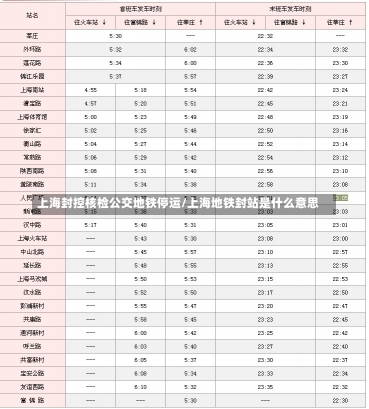 上海封控核检公交地铁停运/上海地铁封站是什么意思-第2张图片-建明新闻