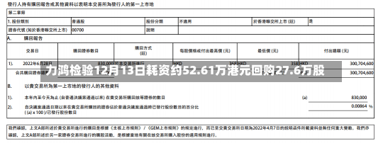 力鸿检验12月13日耗资约52.61万港元回购27.6万股-第1张图片-建明新闻