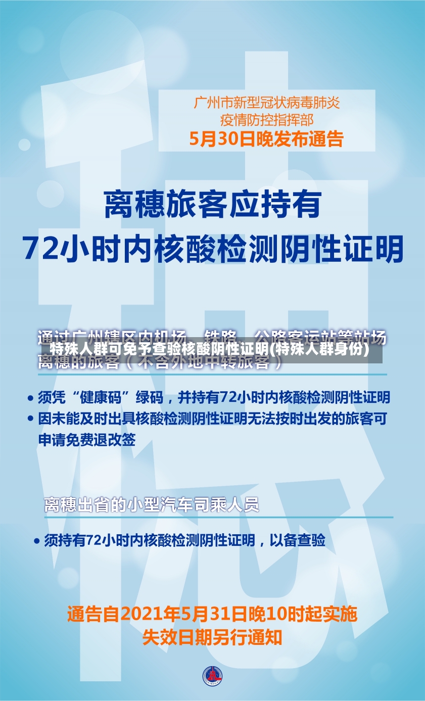 特殊人群可免予查验核酸阴性证明(特殊人群身份)-第1张图片-建明新闻