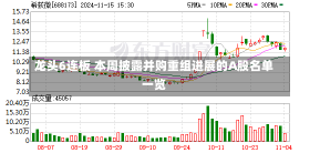 龙头6连板 本周披露并购重组进展的A股名单一览-第1张图片-建明新闻