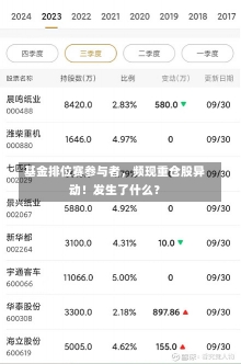 基金排位赛参与者，频现重仓股异动！发生了什么？-第3张图片-建明新闻