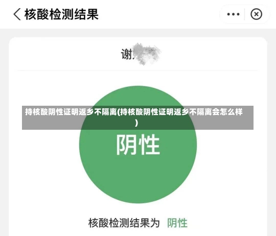 持核酸阴性证明返乡不隔离(持核酸阴性证明返乡不隔离会怎么样)-第2张图片-建明新闻