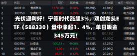 光伏迎利好！宁德时代涨超3%，双创龙头ETF（588330）盘中涨超1．4%，单日吸金345万元！-第2张图片-建明新闻