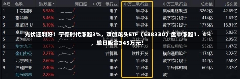 光伏迎利好！宁德时代涨超3%，双创龙头ETF（588330）盘中涨超1．4%，单日吸金345万元！-第1张图片-建明新闻