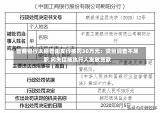 晋商银行太原晋阳支行被罚30万元：贷前调查不尽职 向失信被执行人发放贷款-第2张图片-建明新闻