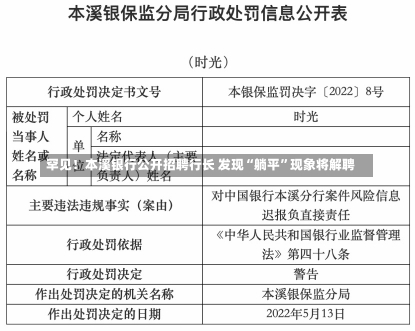 罕见！本溪银行公开招聘行长 发现“躺平”现象将解聘-第2张图片-建明新闻