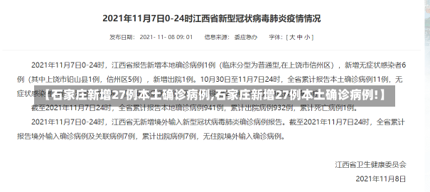 【石家庄新增27例本土确诊病例,石家庄新增27例本土确诊病例!】-第1张图片-建明新闻