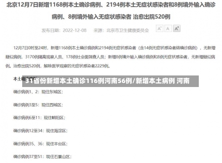 31省份新增本土确诊116例河南56例/新增本土病例 河南-第1张图片-建明新闻