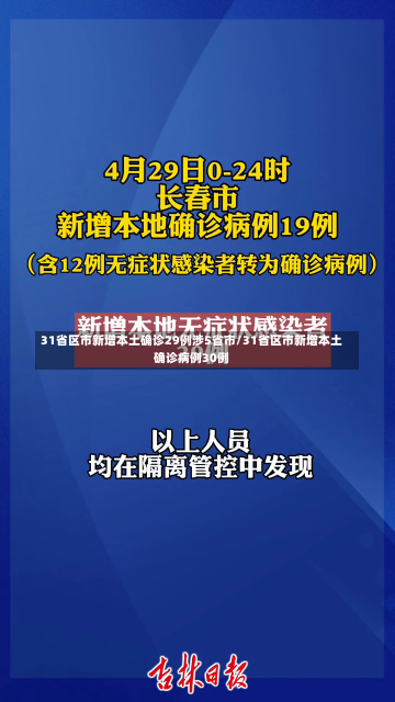 31省区市新增本土确诊29例涉5省市/31省区市新增本土确诊病例30例-第1张图片-建明新闻