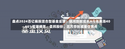 盘点2024百亿偏股混合型基金业绩：银河创新成长A今年来涨40.65%暂居榜首，圣邦股份、北方华创成重仓焦点-第1张图片-建明新闻