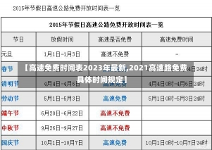 【高速免费时间表2023年最新,2021高速路免费具体时间规定】-第1张图片-建明新闻