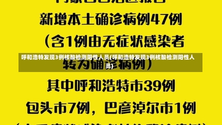 呼和浩特发现3例核酸检测阳性人员(呼和浩特发现3例核酸检测阳性人员)-第1张图片-建明新闻