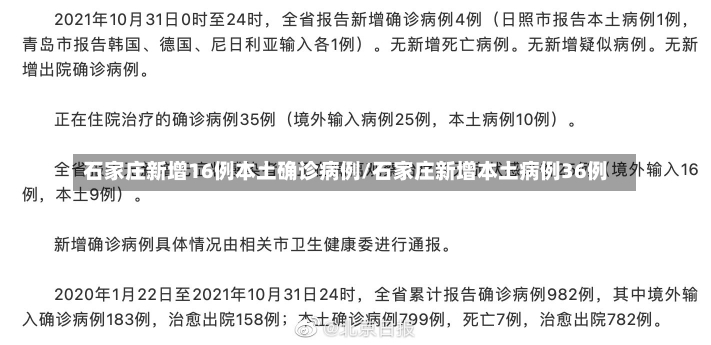 石家庄新增16例本土确诊病例/石家庄新增本土病例36例-第2张图片-建明新闻