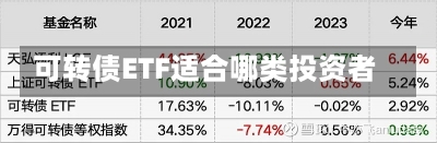 可转债ETF适合哪类投资者-第2张图片-建明新闻