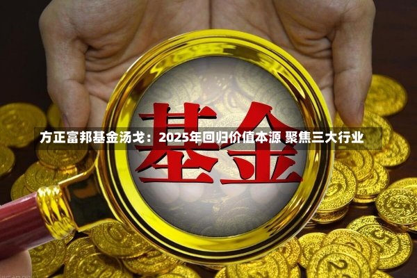 方正富邦基金汤戈：2025年回归价值本源 聚焦三大行业-第1张图片-建明新闻