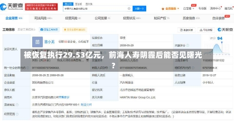 被恢复执行29.53亿元，前海人寿阴霾后能否见曙光？-第1张图片-建明新闻