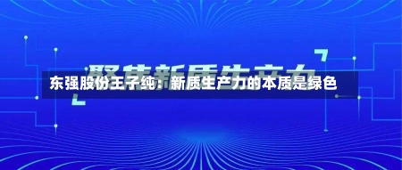 东强股份王子纯：新质生产力的本质是绿色-第1张图片-建明新闻